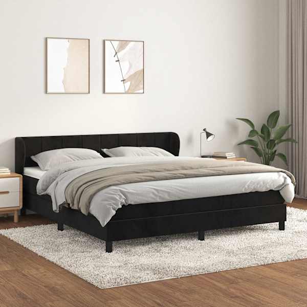 Kontinentaalvoodi koos madratsiga, must, 180 × 200 cm, samet — mudel 3127507