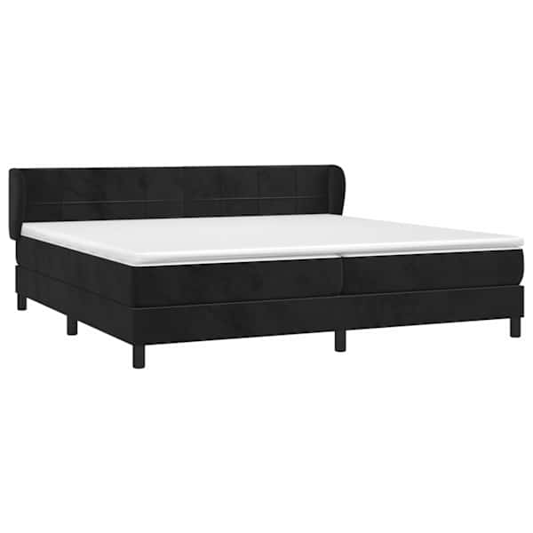Kontinentaalvoodi koos 2 madratsiga, must, 200 × 200 cm, samet — mudel 3127513