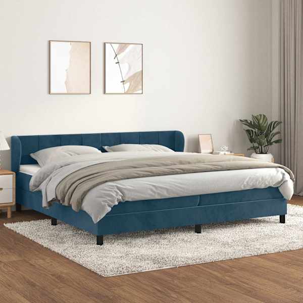 Kontinentaalvoodi koos 2 madratsiga, tumesinine, 200 × 200 cm, samet — mudel 3127515