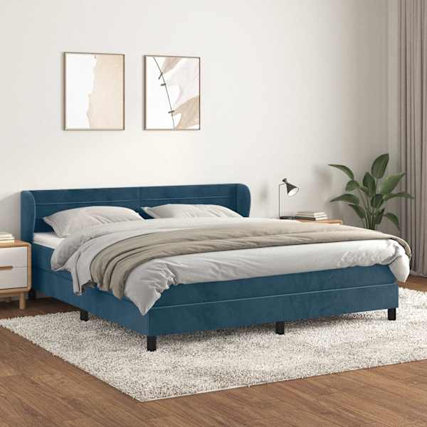 Kontinentaalvoodi koos madratsiga, tumesinine, 180 × 200 cm, samet — mudel 3127569