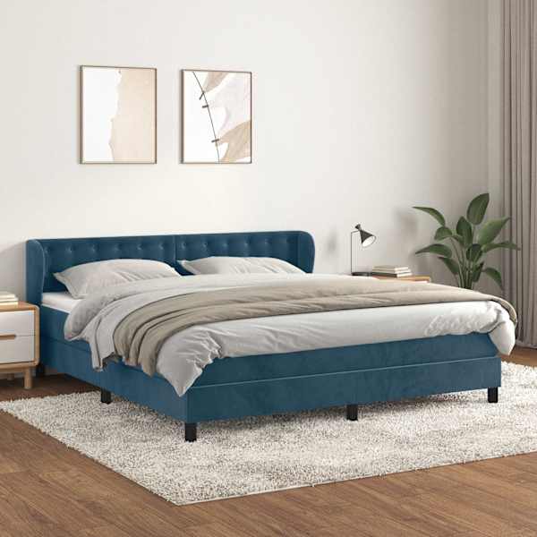 Kontinentaalvoodi koos madratsiga, tumesinine, 160 × 200 cm, samet — mudel 3127743