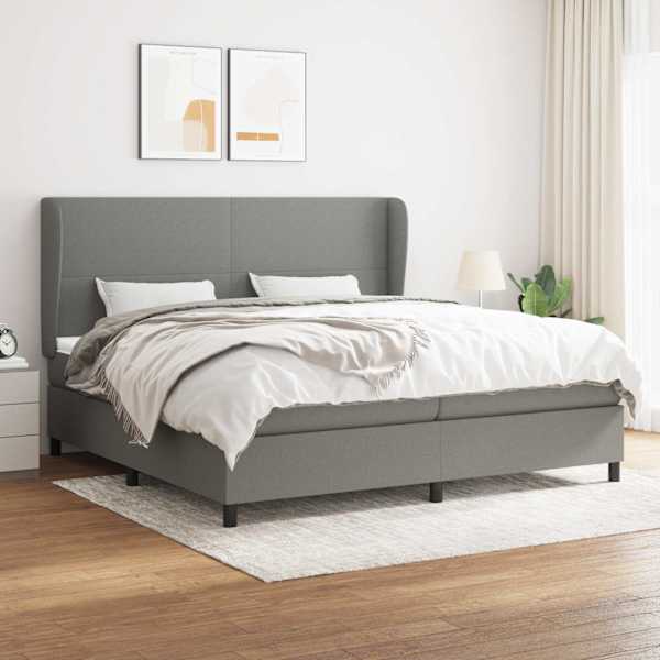 Kontinentaalvoodi koos 2 madratsiga, tumehall, 200 × 200 cm, kangas — mudel 3127830