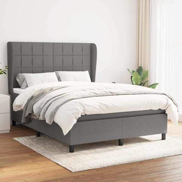 Kontinentaalvoodi koos madratsiga, tumehall, 140 × 190 cm, kangas — mudel 3127958