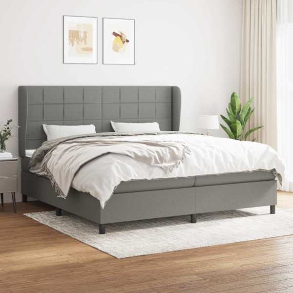 Kontinentaalvoodi koos 2 madratsiga, tumehall, 200 × 200 cm, kangas — mudel 3127990