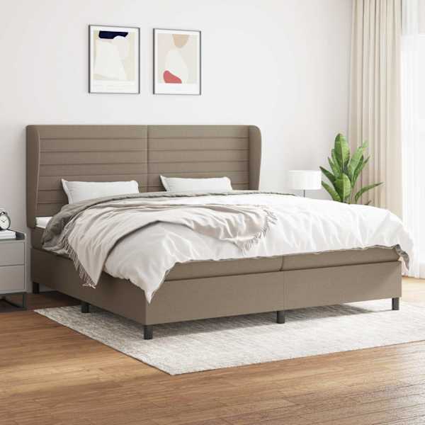 Kontinentaalvoodi koos 2 madratsiga, pruunikashall, 200 × 200 cm, kangas — mudel 3128073