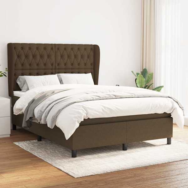 Kontinentaalvoodi koos madratsiga, tumepruun, 140 × 200 cm, kangas — mudel 3128208