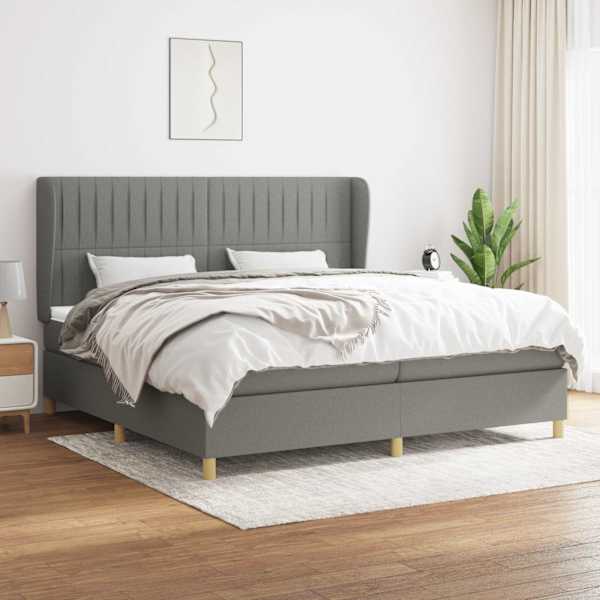 Kontinentaalvoodi koos 2 madratsiga, tumehall, 200 × 200 cm, kangas — mudel 3128710