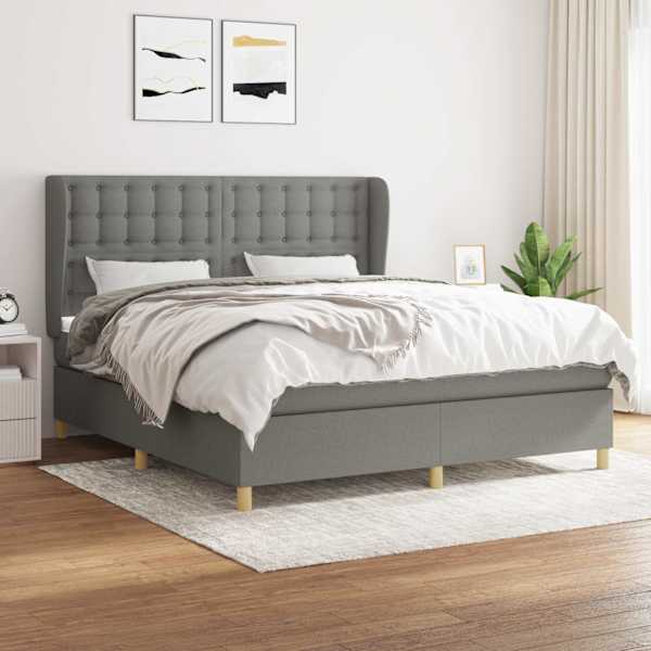 Kontinentaalvoodi koos madratsiga, tumehall, 160 × 200 cm, kangas — mudel 3128854