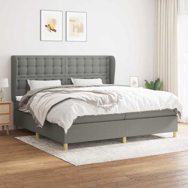 Kontinentaalvoodi koos 2 madratsiga, tumehall, 200 × 200 cm, kangas — mudel 3128870