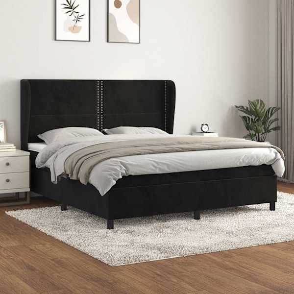 Kontinentaalvoodi koos madratsiga, must, 180 × 200 cm, samet — mudel 3129167