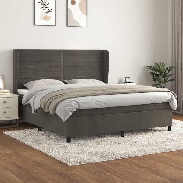 Kontinentaalvoodi koos madratsiga, tumehall, 180 × 200 cm, samet — mudel 3129286