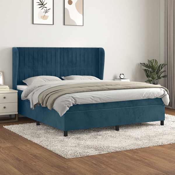 Kontinentaalvoodi koos madratsiga, tumesinine, 160 × 200 cm, samet — mudel 3129343