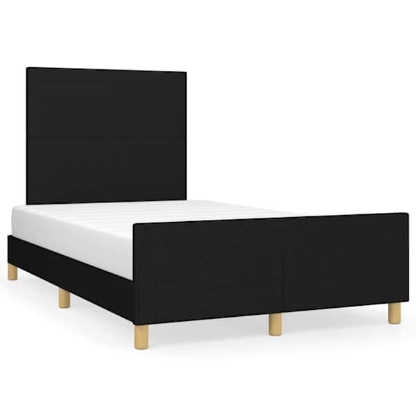 Voodiraam peatsiga, must, 120 × 200 cm, kangas — mudel 3124881