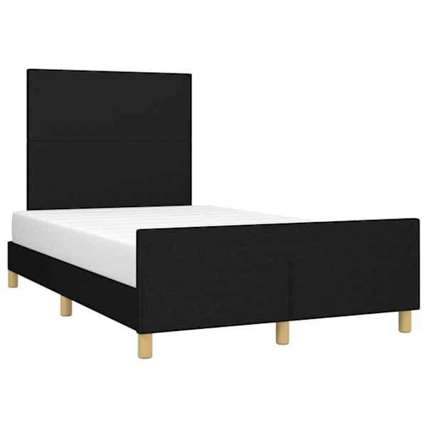 Voodiraam peatsiga, must, 120 × 200 cm, kangas — mudel 3124881