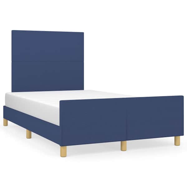 Voodiraam peatsiga, sinine, 120 × 200 cm, kangas — mudel 3124885