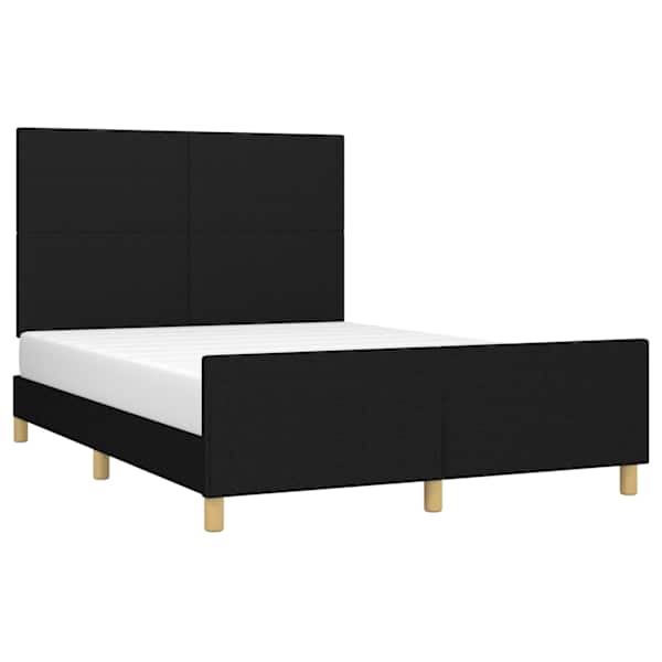 Voodiraam peatsiga, must, 140 × 190 cm, kangas — mudel 3124889