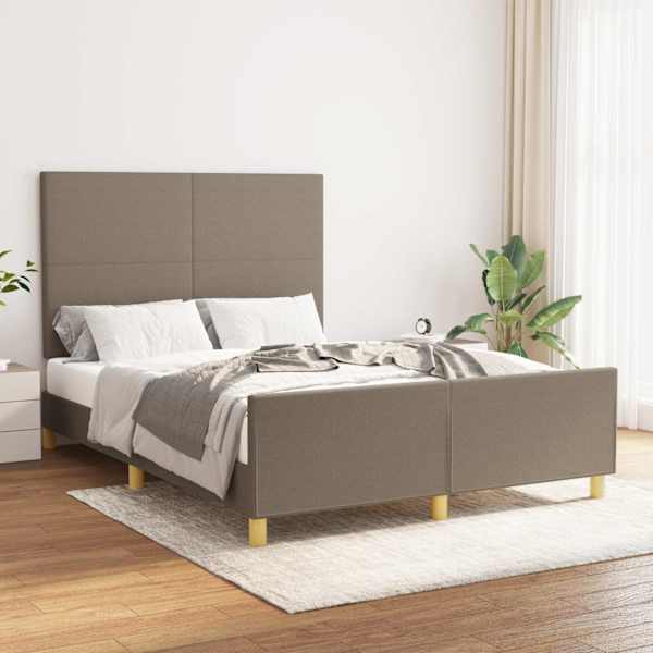 Voodiraam peatsiga, pruunikashall, 140 × 200 cm, kangas — mudel 3124899