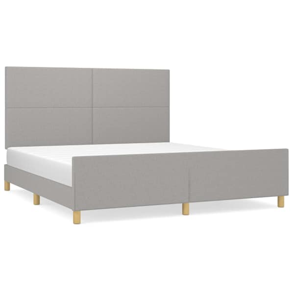 Voodiraam peatsiga, helehall, 160 × 200 cm, kangas — mudel 3124903