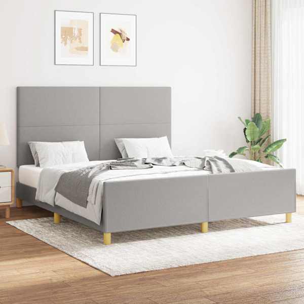 Voodiraam peatsiga, helehall, 160 × 200 cm, kangas — mudel 3124903