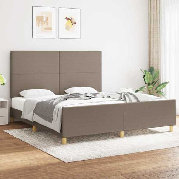 Voodiraam peatsiga, pruunikashall, 180 × 200 cm, kangas — mudel 3124915