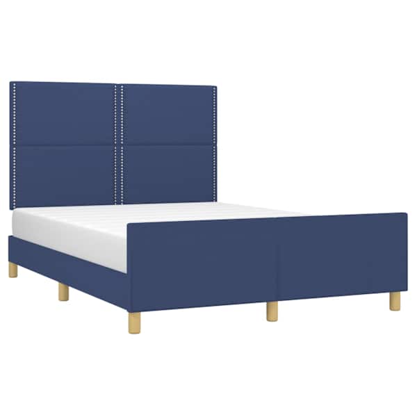 Voodiraam peatsiga, sinine, 140 × 200 cm, kangas — mudel 3124982