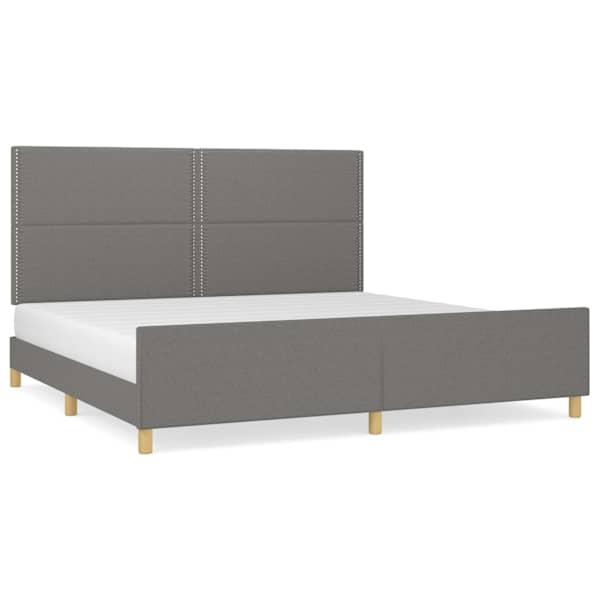 Voodiraam peatsiga, tumehall, 200 × 200 cm, kangas — mudel 3125001