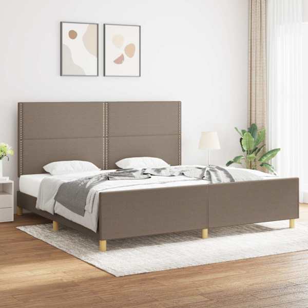 Voodiraam peatsiga, pruunikashall, 200 × 200 cm, kangas — mudel 3125004
