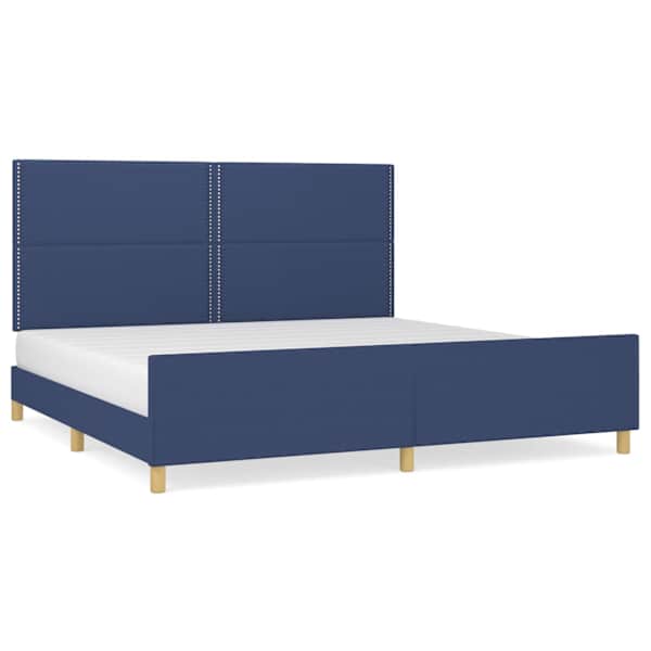 Voodiraam peatsiga, sinine, 200 × 200 cm, kangas — mudel 3125006
