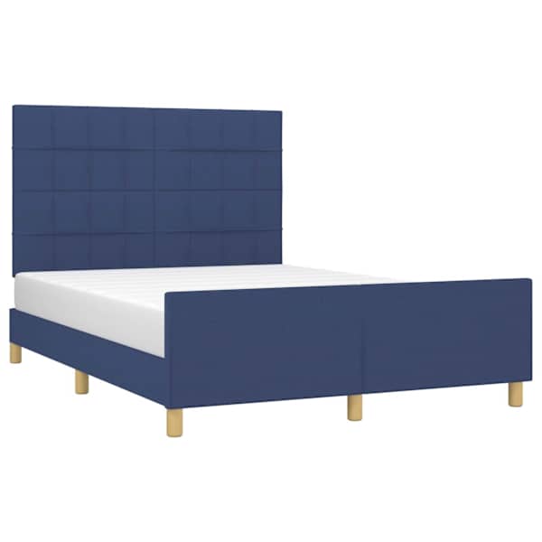 Voodiraam peatsiga, sinine, 140 × 190 cm, kangas — mudel 3125055