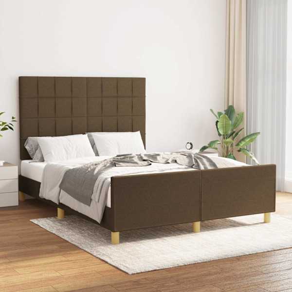 Voodiraam peatsiga, tumepruun, 140 × 200 cm, kangas — mudel 3125060