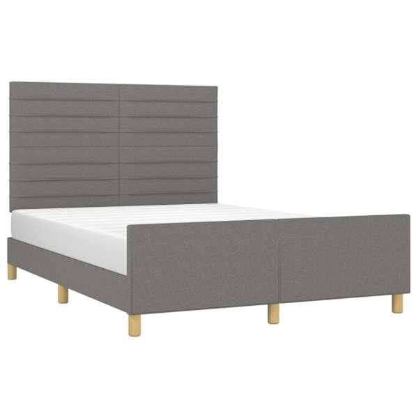 Voodiraam peatsiga, tumehall, 140 × 190 cm, kangas — mudel 3125131