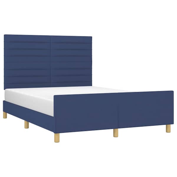 Voodiraam peatsiga, sinine, 140 × 190 cm, kangas — mudel 3125136
