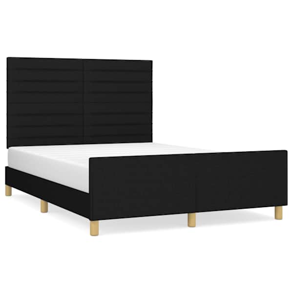 Voodiraam peatsiga, must, 140 × 200 cm, kangas — mudel 3125140