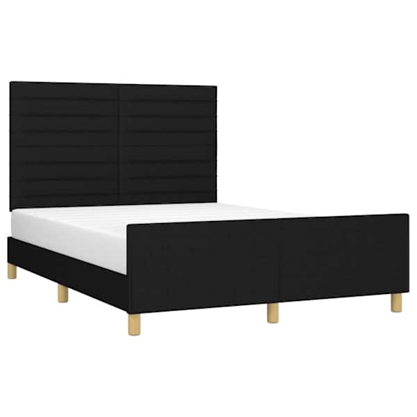 Voodiraam peatsiga, must, 140 × 200 cm, kangas — mudel 3125140