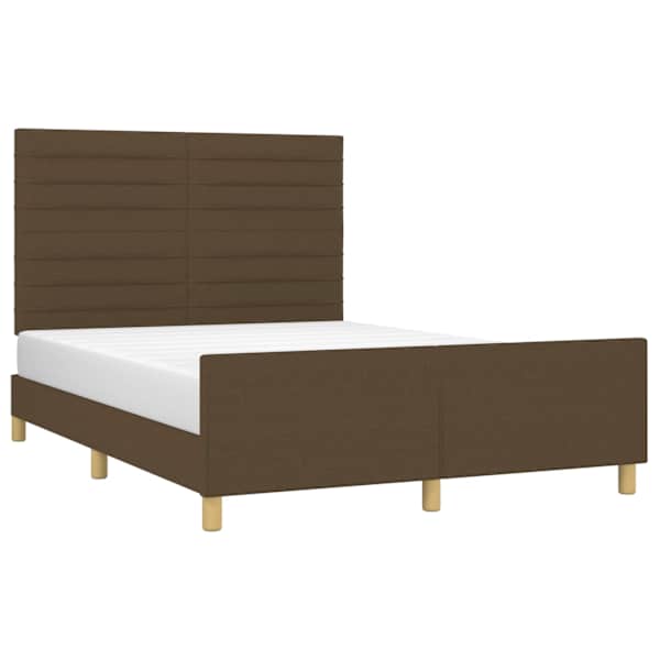 Voodiraam peatsiga, tumepruun, 140 × 200 cm, kangas — mudel 3125141