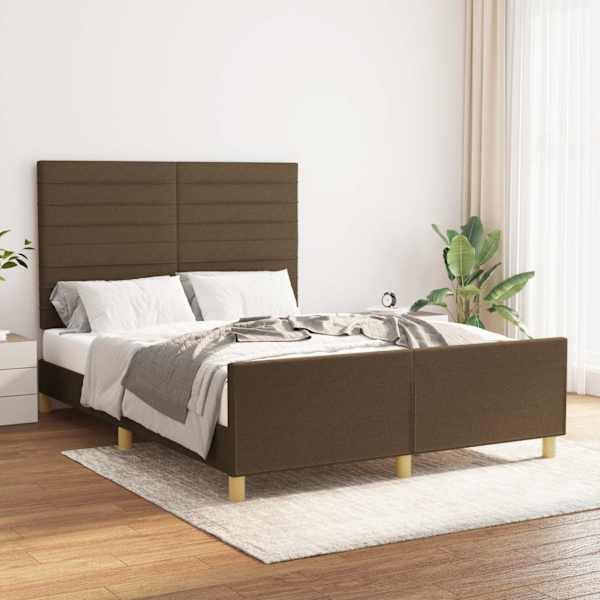 Voodiraam peatsiga, tumepruun, 140 × 200 cm, kangas — mudel 3125141