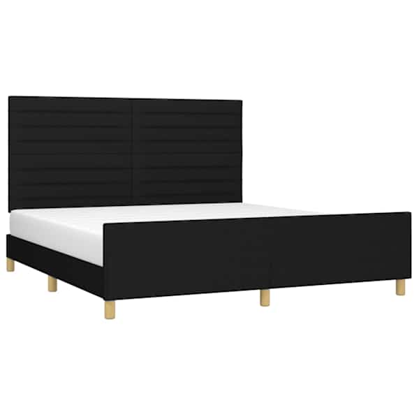 Voodiraam peatsiga, must, 160 × 200 cm, kangas — mudel 3125148
