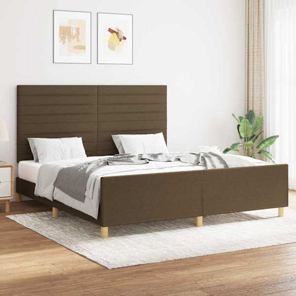 Voodiraam peatsiga, tumepruun, 160 × 200 cm, kangas — mudel 3125149
