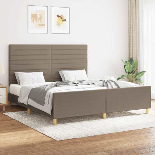 Voodiraam peatsiga, pruunikashall, 160 × 200 cm, kangas — mudel 3125150