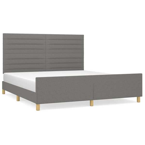 Voodiraam peatsiga, tumehall, 180 × 200 cm, kangas — mudel 3125155