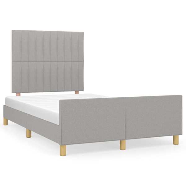 Voodiraam peatsiga, helehall, 120 × 200 cm, kangas — mudel 3125203