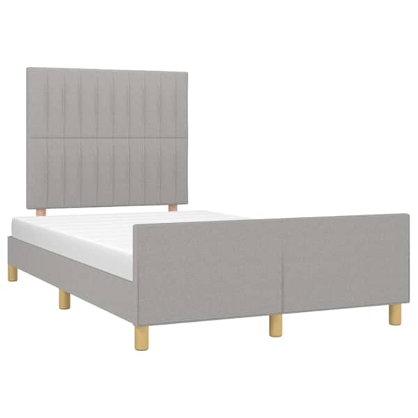 Voodiraam peatsiga, helehall, 120 × 200 cm, kangas — mudel 3125203