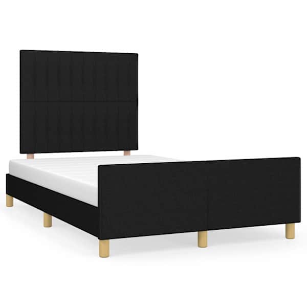 Voodiraam peatsiga, must, 120 × 200 cm, kangas — mudel 3125205