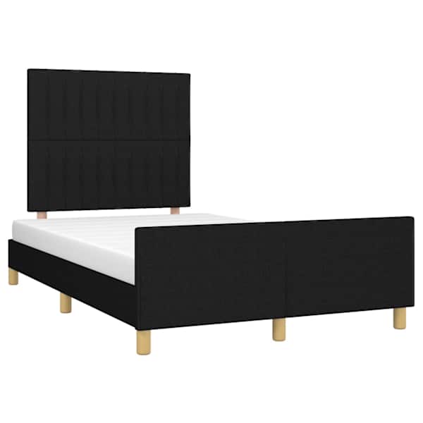 Voodiraam peatsiga, must, 120 × 200 cm, kangas — mudel 3125205