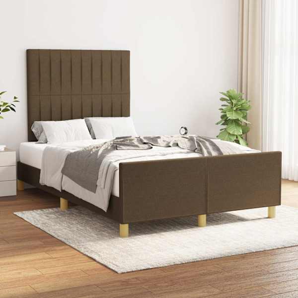 Voodiraam peatsiga, tumepruun, 120 × 200 cm, kangas — mudel 3125206