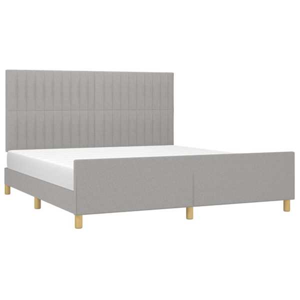 Voodiraam peatsiga, helehall, 180 × 200 cm, kangas — mudel 3125235