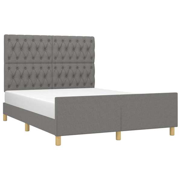 Voodiraam peatsiga, tumehall, 140 × 190 cm, kangas — mudel 3125293