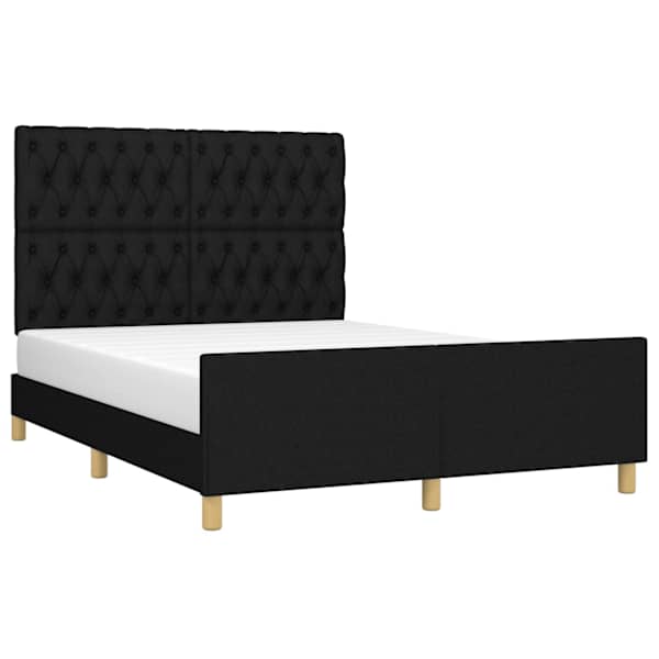 Voodiraam peatsiga, must, 140 × 200 cm, kangas — mudel 3125302