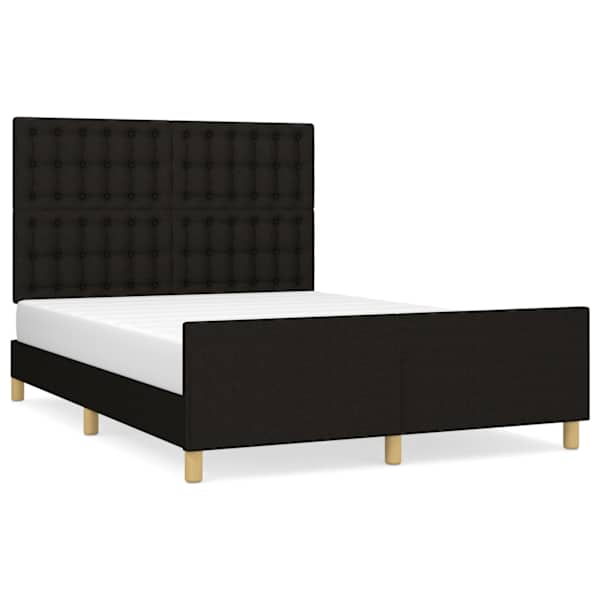 Voodiraam peatsiga, must, 140 × 190 cm, kangas — mudel 3125375