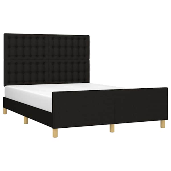 Voodiraam peatsiga, must, 140 × 190 cm, kangas — mudel 3125375